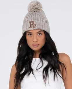 Outlet Academy Embroidered Pom Pom Beanie Womens Beanies & Knits