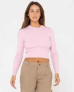 Flash Sale Amelia Cropped Long Sleeve Knit Top Womens Fashion Tops