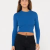 Sale Amelia Cropped Long Sleeve Knit Top Womens Fashion Tops