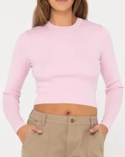 Flash Sale Amelia Cropped Long Sleeve Knit Top Womens Fashion Tops