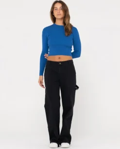 Sale Amelia Cropped Long Sleeve Knit Top Womens Fashion Tops