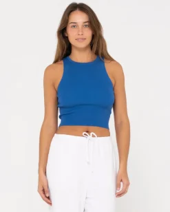 New Amelia Knit Racer Crop Tank Top Womens Tees & Tanks