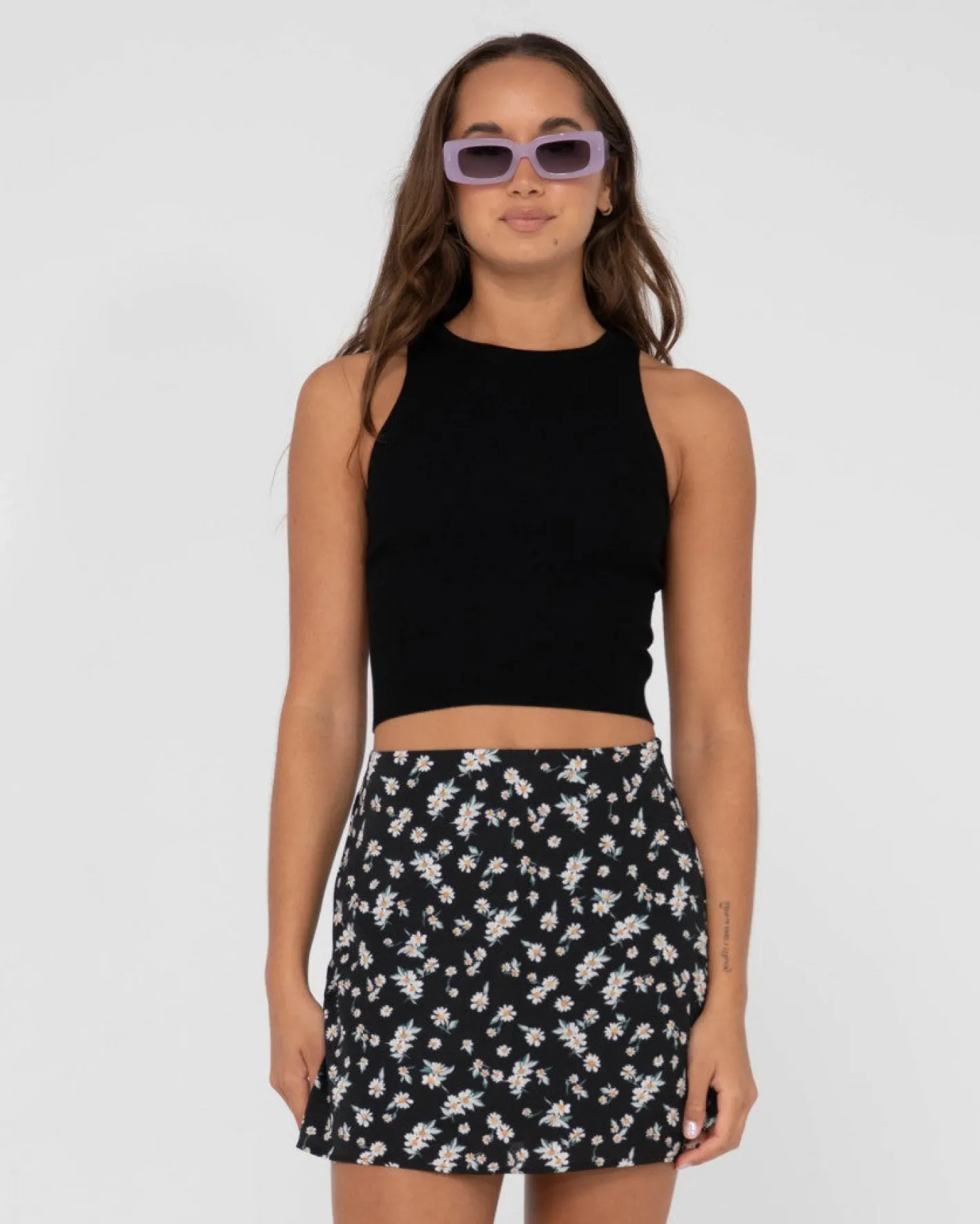 Discount Amelia Knit Racer Crop Tank Top Womens Tees & Tanks
