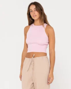 Outlet Amelia Knit Racer Crop Tank Top Womens Tees & Tanks