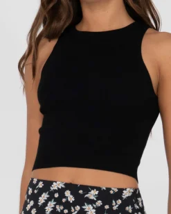 Discount Amelia Knit Racer Crop Tank Top Womens Tees & Tanks