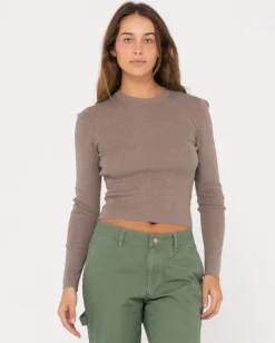 Hot Amelia Skimmer Long Sleeve Knit Top Womens Fashion Tops