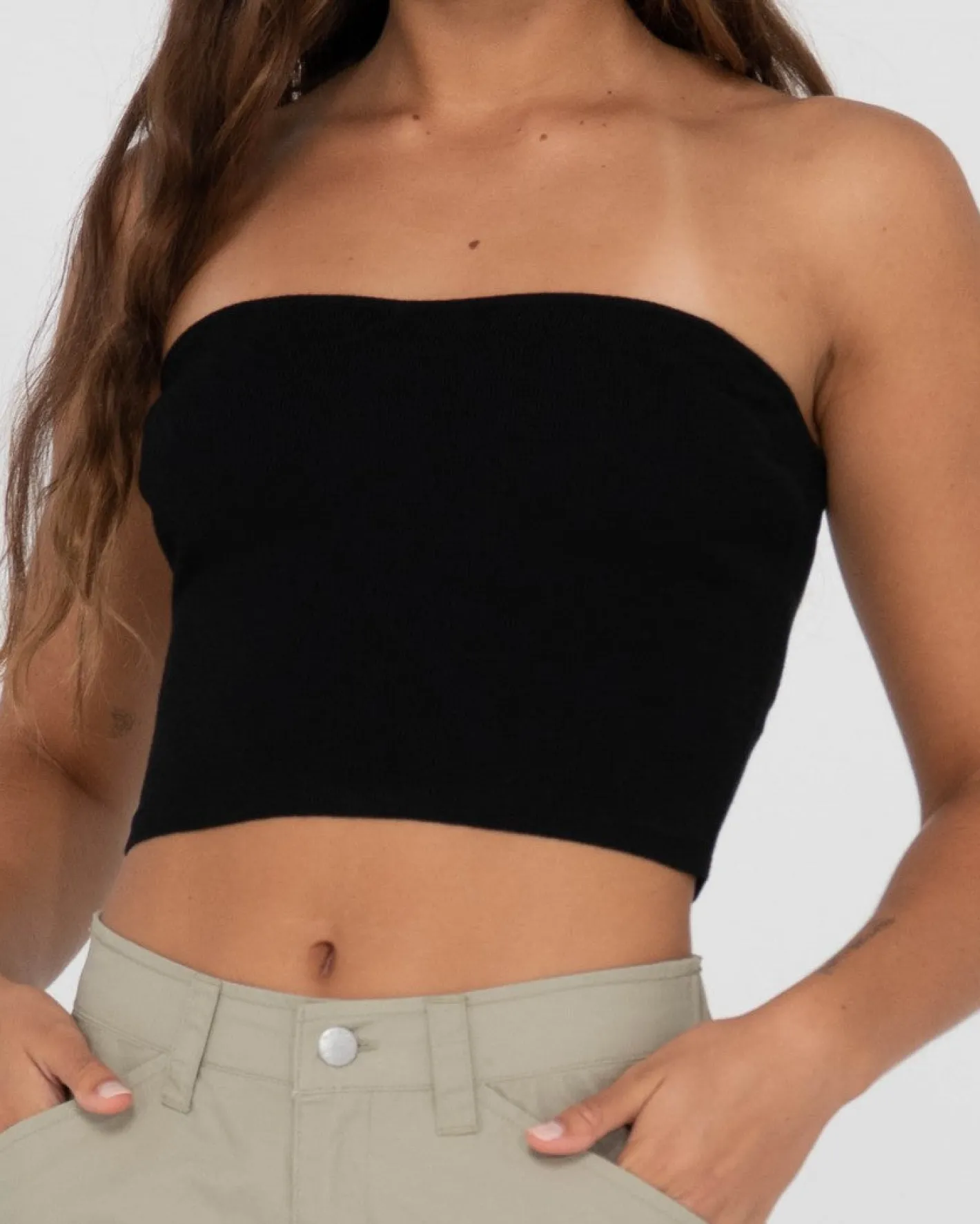 Discount Amelia Strapless Knit Crop Top Womens Fashion Tops
