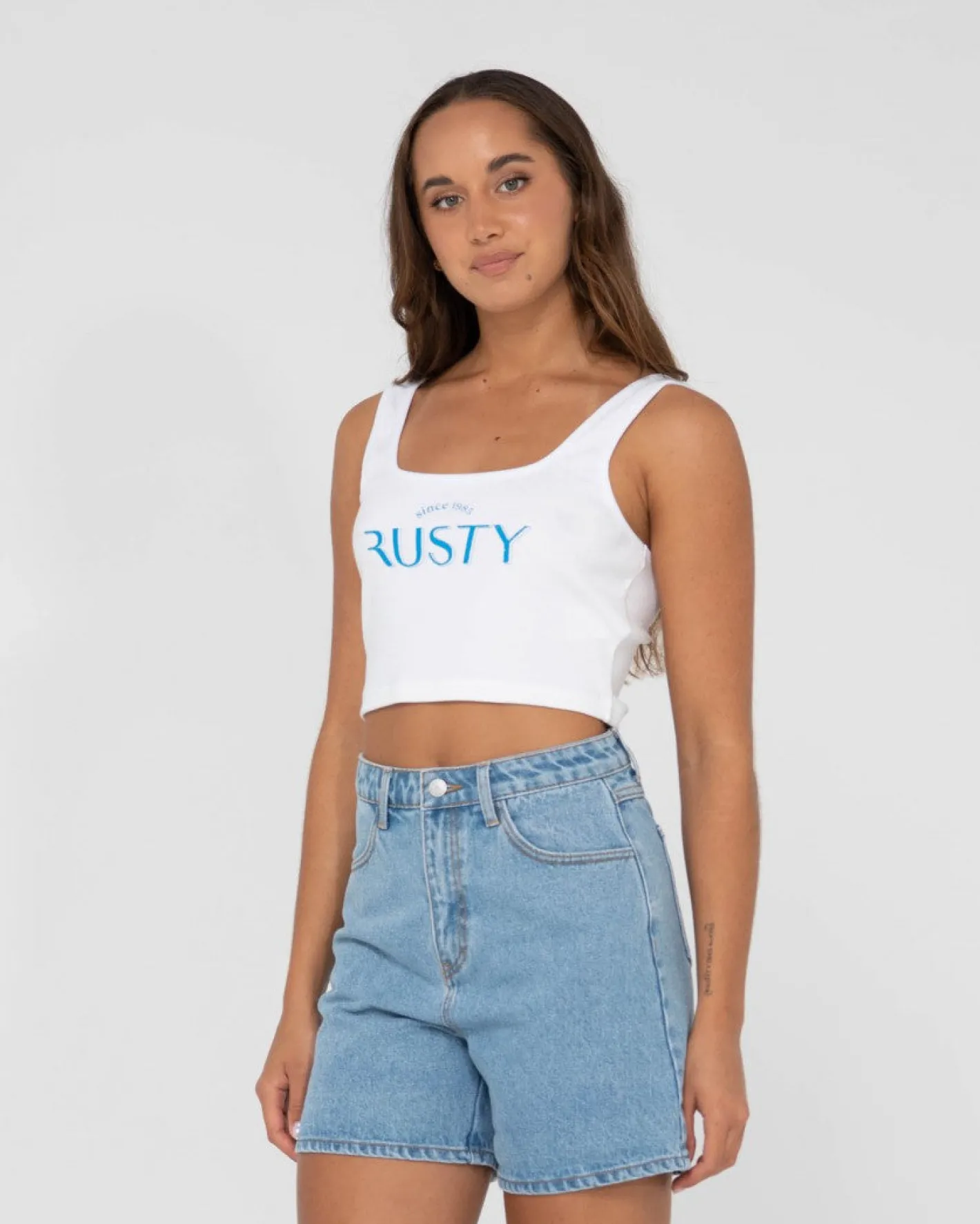 Store 1985 Baby Graphic Crop Tank Top Womens Tees & Tanks