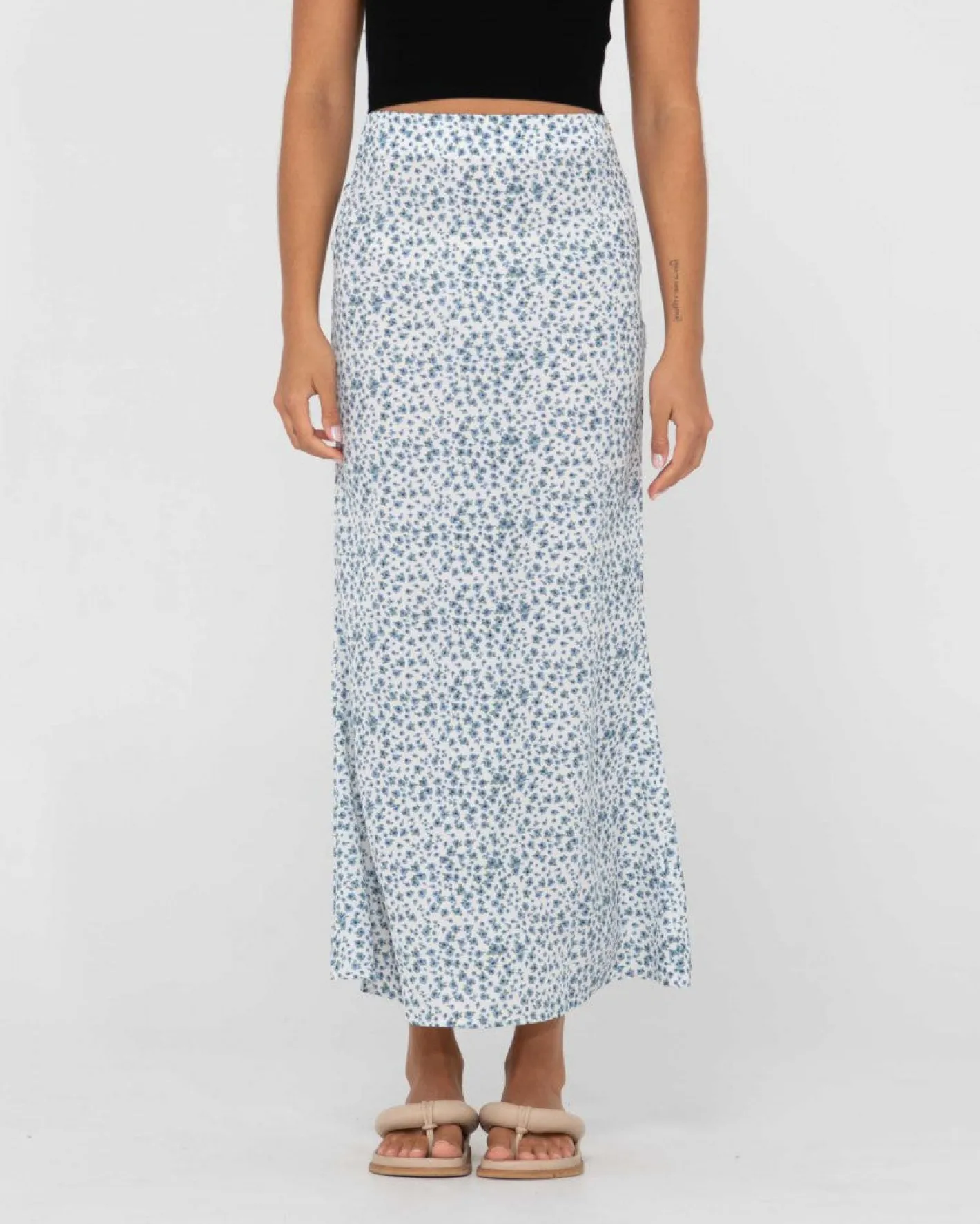 Flash Sale Balnear Floral Printed High Waisted Midi Skirt Womens Skirts