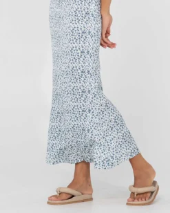 Flash Sale Balnear Floral Printed High Waisted Midi Skirt Womens Skirts