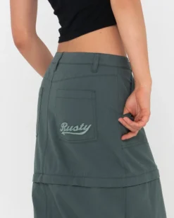 Fashion Billie Low Rise Ripstop Zip Off Maxi Skirt Womens Skirts