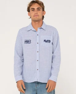 New Boat Day Linen Long Sleeve Shirt Mens Shirts