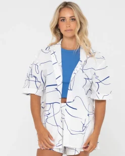 New Brush Strokes Short Sleeve Shirt Womens Fashion Tops