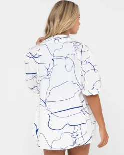 New Brush Strokes Short Sleeve Shirt Womens Fashion Tops