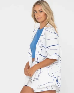New Brush Strokes Short Sleeve Shirt Womens Fashion Tops