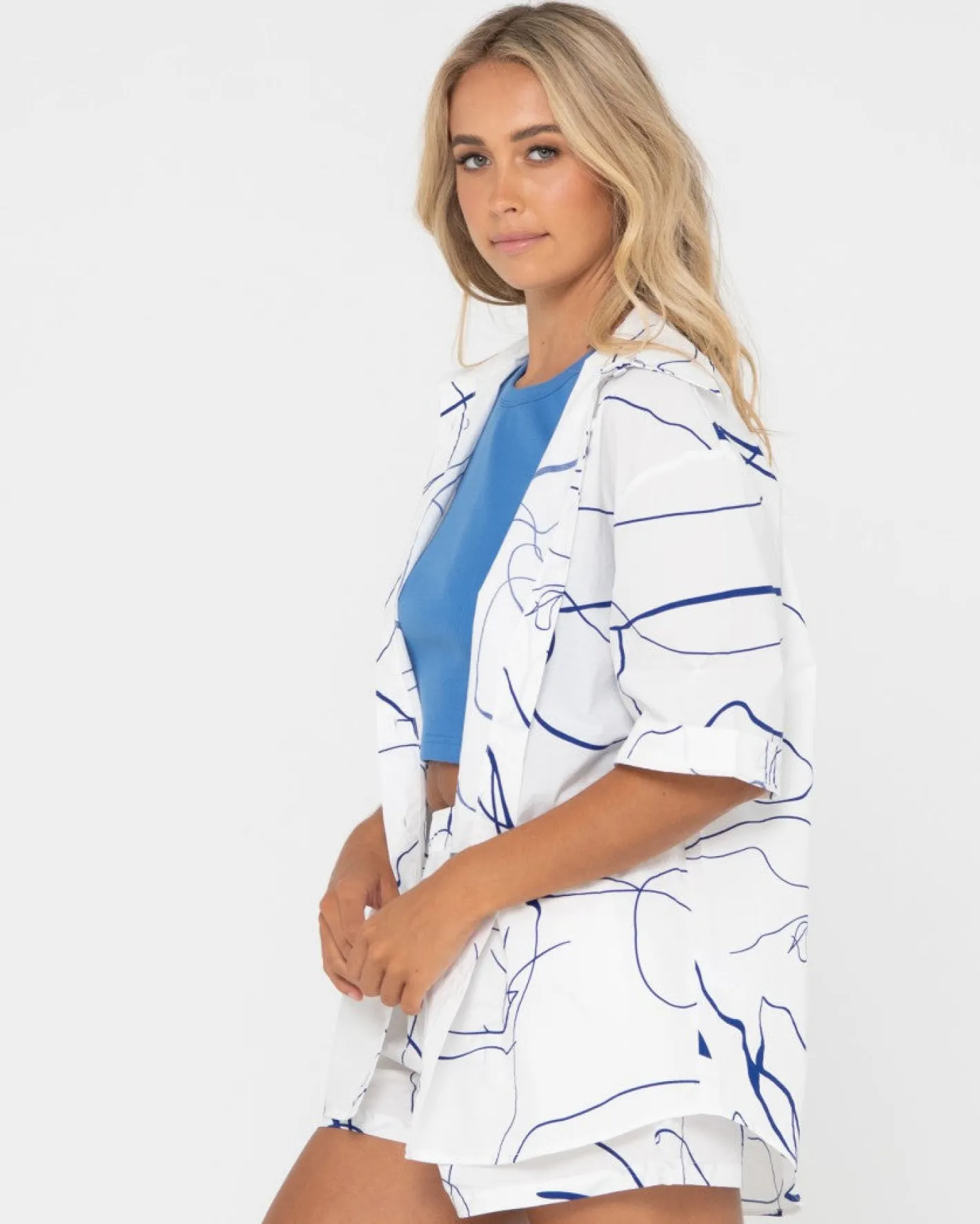 New Brush Strokes Short Sleeve Shirt Womens Fashion Tops