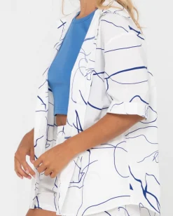 New Brush Strokes Short Sleeve Shirt Womens Fashion Tops