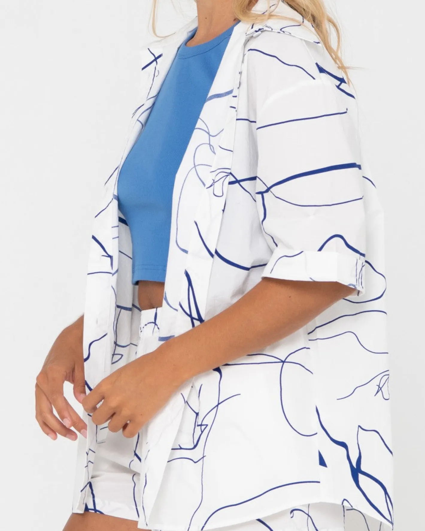 New Brush Strokes Short Sleeve Shirt Womens Fashion Tops