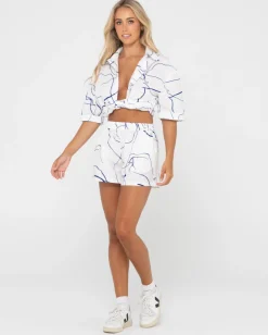 New Brush Strokes Short Sleeve Shirt Womens Fashion Tops
