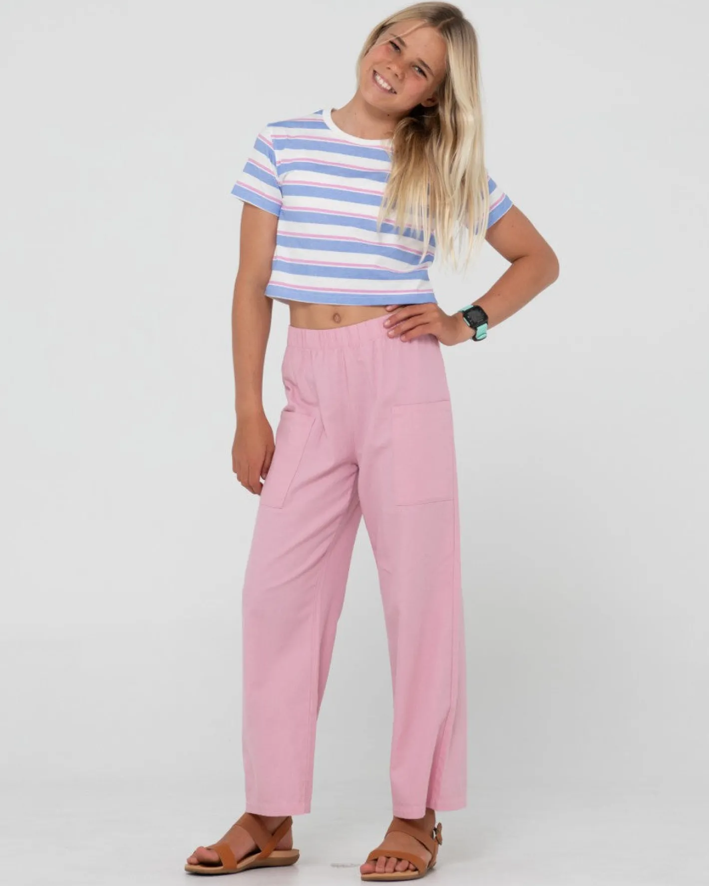 Cheap Camila Stripe Cropped Teee Girls Kids Tops