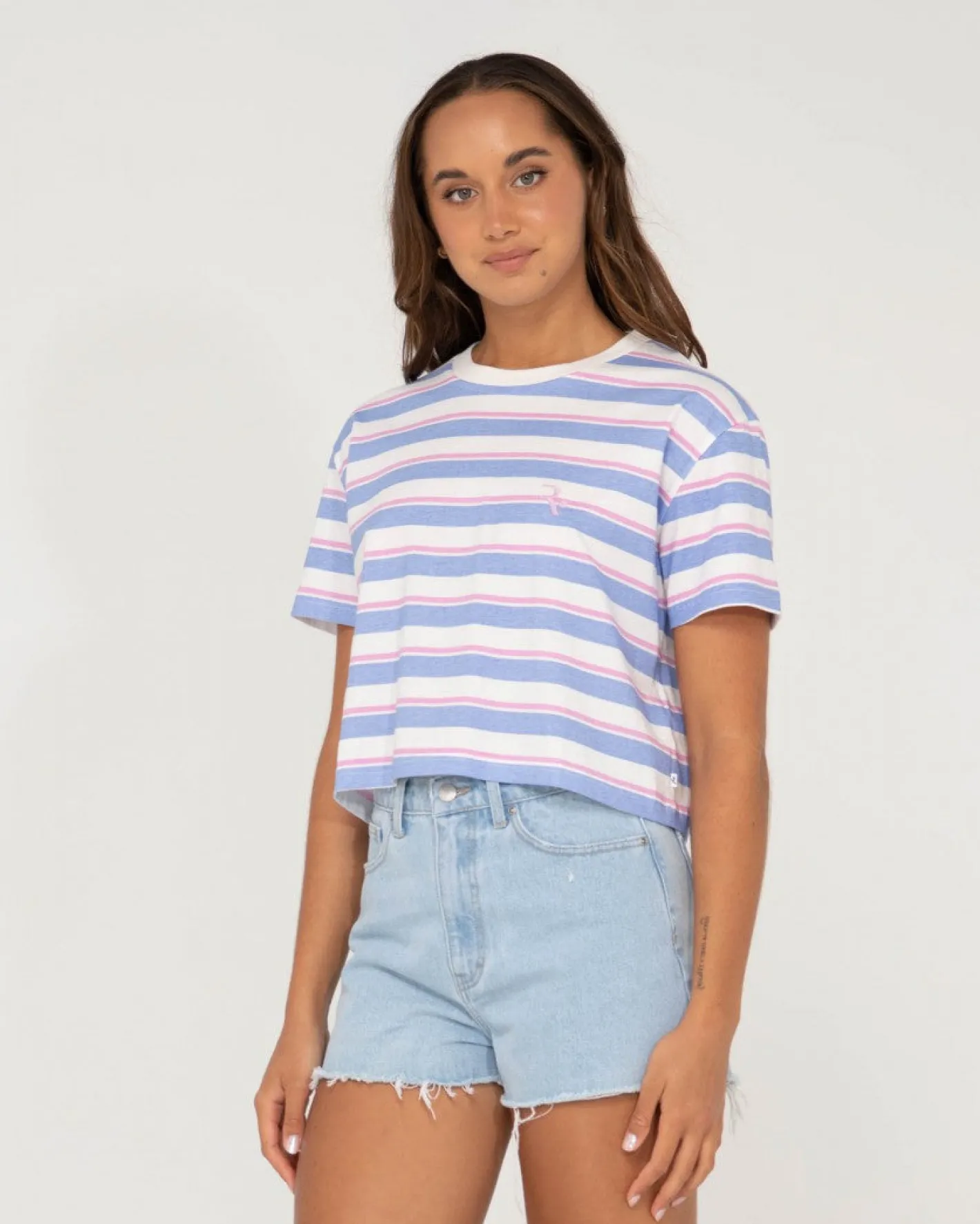 Flash Sale Camila Stripe Relaxed Crop Tee Womens Tees & Tanks