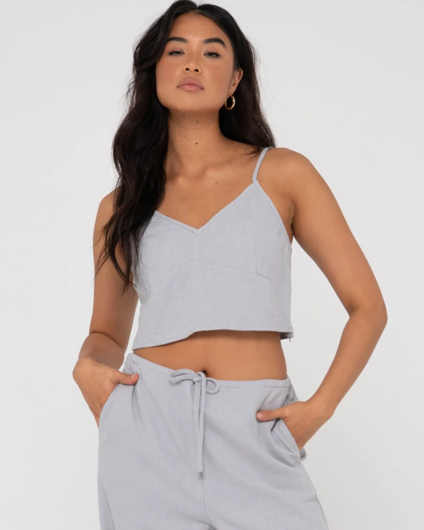 New Carolina V Neck Linen Slip Top Womens Fashion Tops