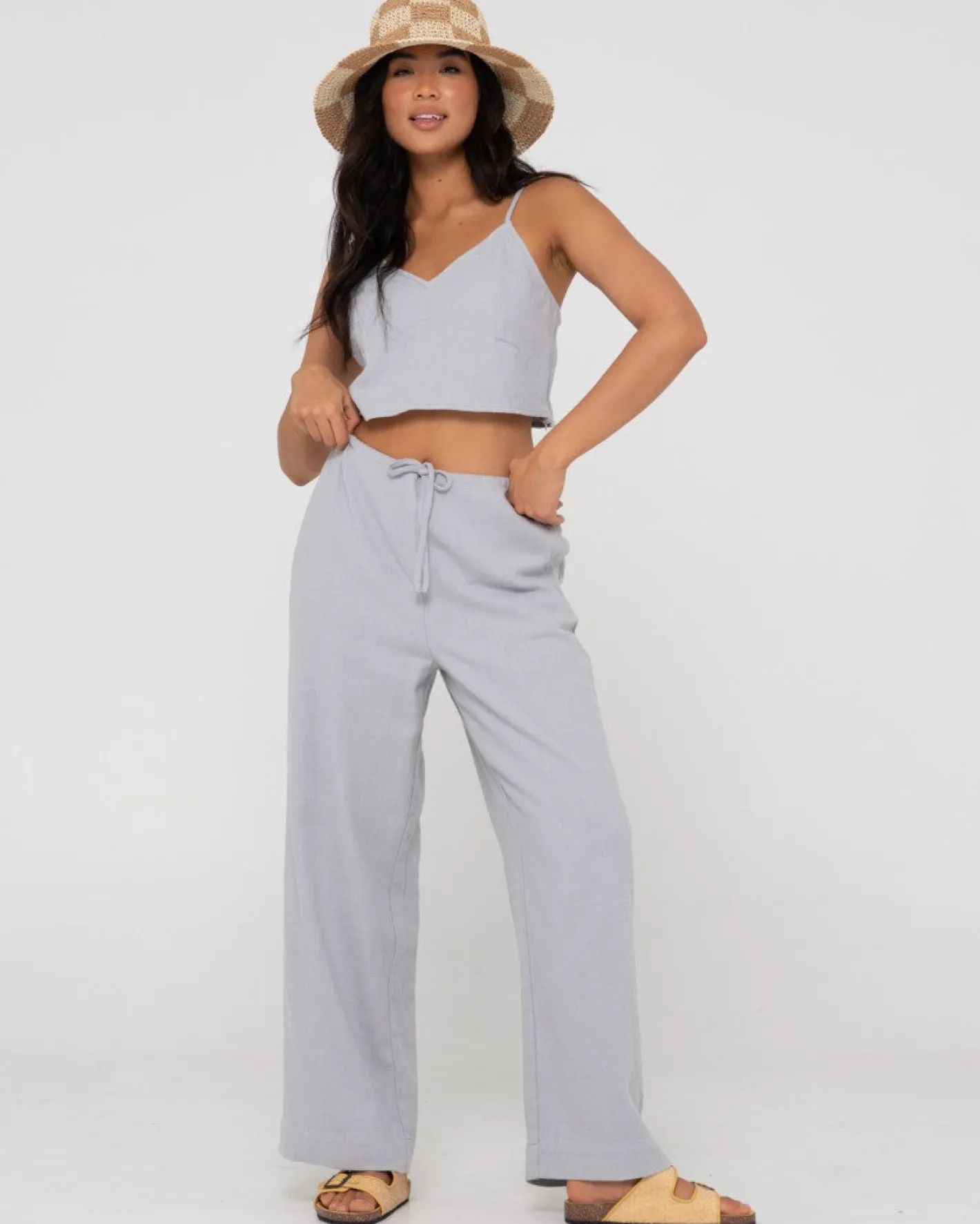 New Carolina V Neck Linen Slip Top Womens Fashion Tops
