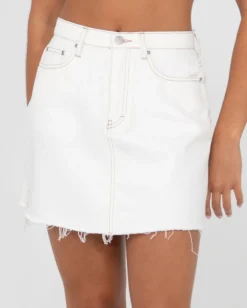 New Celeste High Waisted Frayed Denim Skirt Womens Skirts