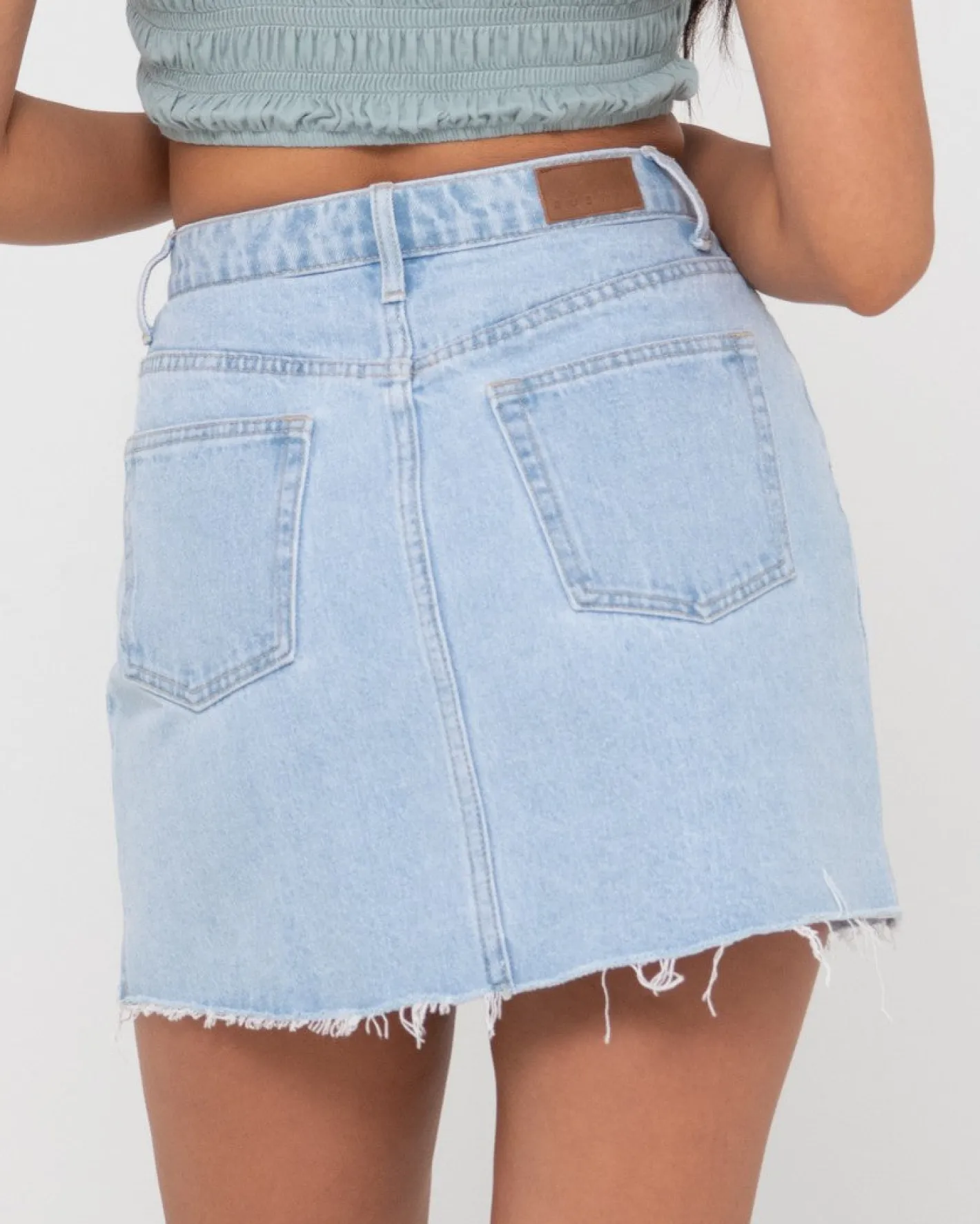 Cheap Celeste High Waisted Frayed Denim Skirt Womens Denim