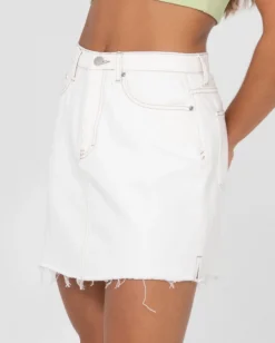 New Celeste High Waisted Frayed Denim Skirt Womens Skirts