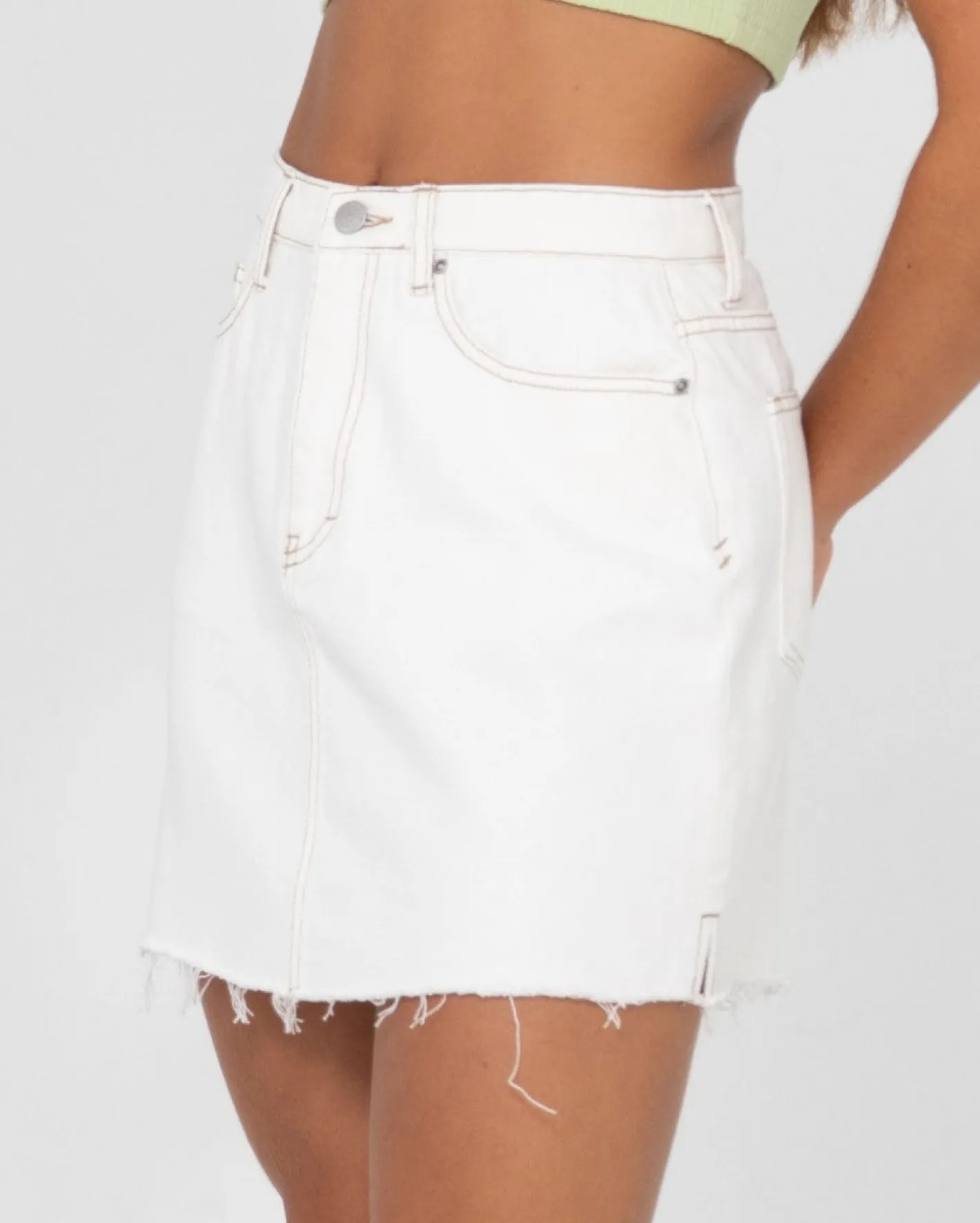 New Celeste High Waisted Frayed Denim Skirt Womens Skirts