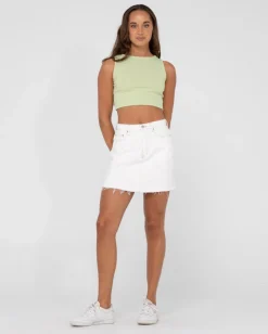 New Celeste High Waisted Frayed Denim Skirt Womens Skirts