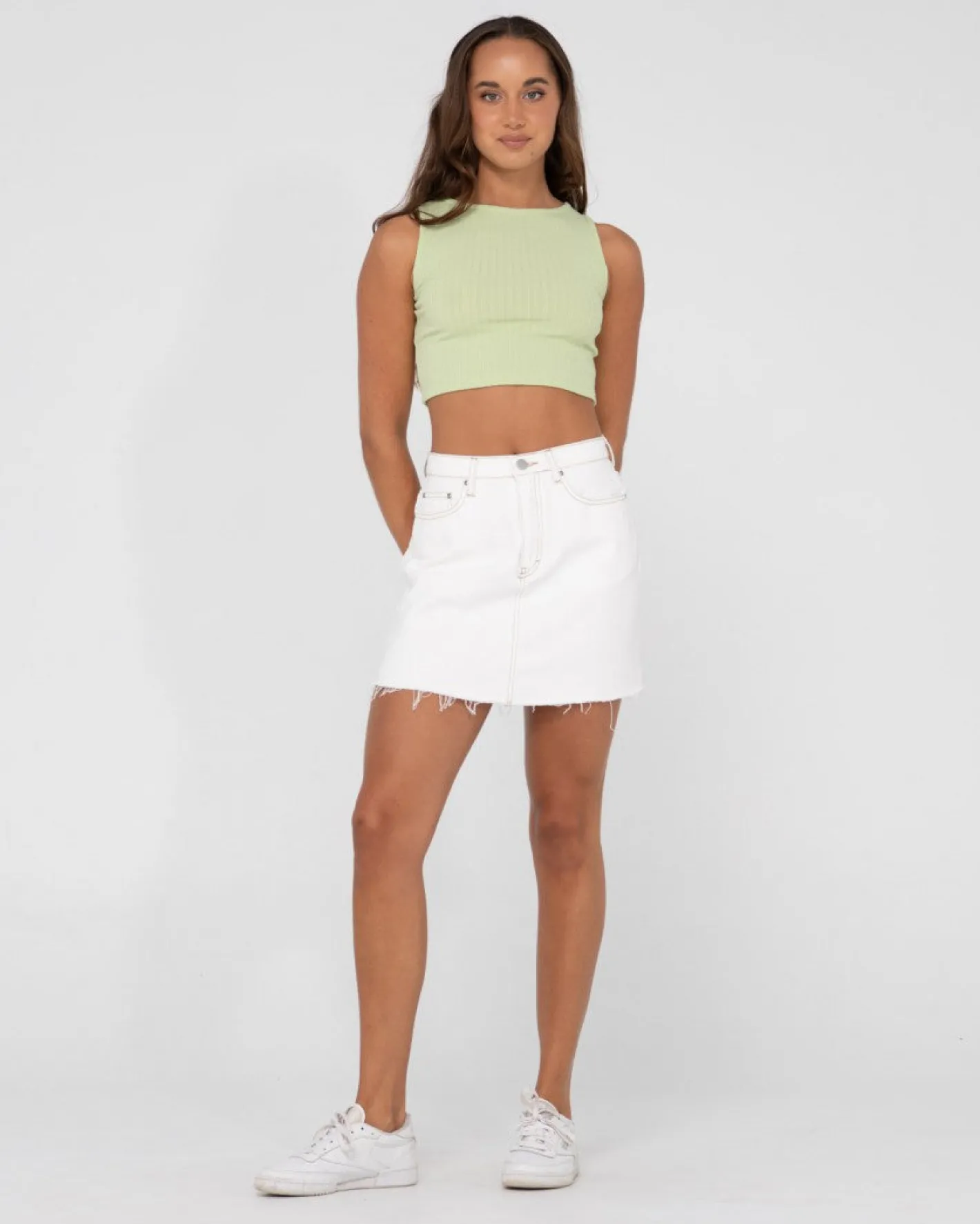 New Celeste High Waisted Frayed Denim Skirt Womens Skirts