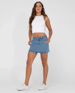 Cheap Celeste Low Rise Denim Mini Skirt Womens Skirts