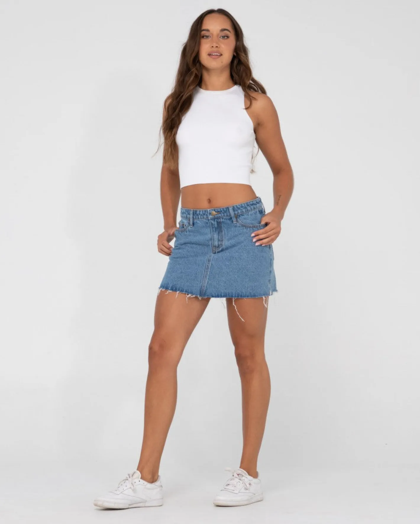 Cheap Celeste Low Rise Denim Mini Skirt Womens Skirts