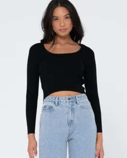 Shop Charis Low Neckline Long Sleeve Knit Top Womens Fashion Tops