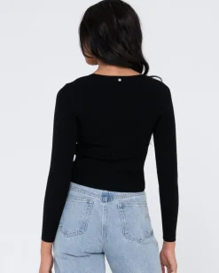 Shop Charis Low Neckline Long Sleeve Knit Top Womens Fashion Tops