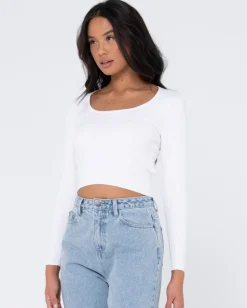 Discount Charis Low Neckline Long Sleeve Knit Top Womens Fashion Tops