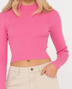 Discount Charis Mock Neck Long Sleeve Knit Top Womens Fashion Tops
