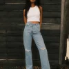 Shop Chloe High Waisted Distressed Straight Jean Womens Denim