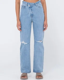 Shop Chloe High Waisted Distressed Straight Jean Womens Denim