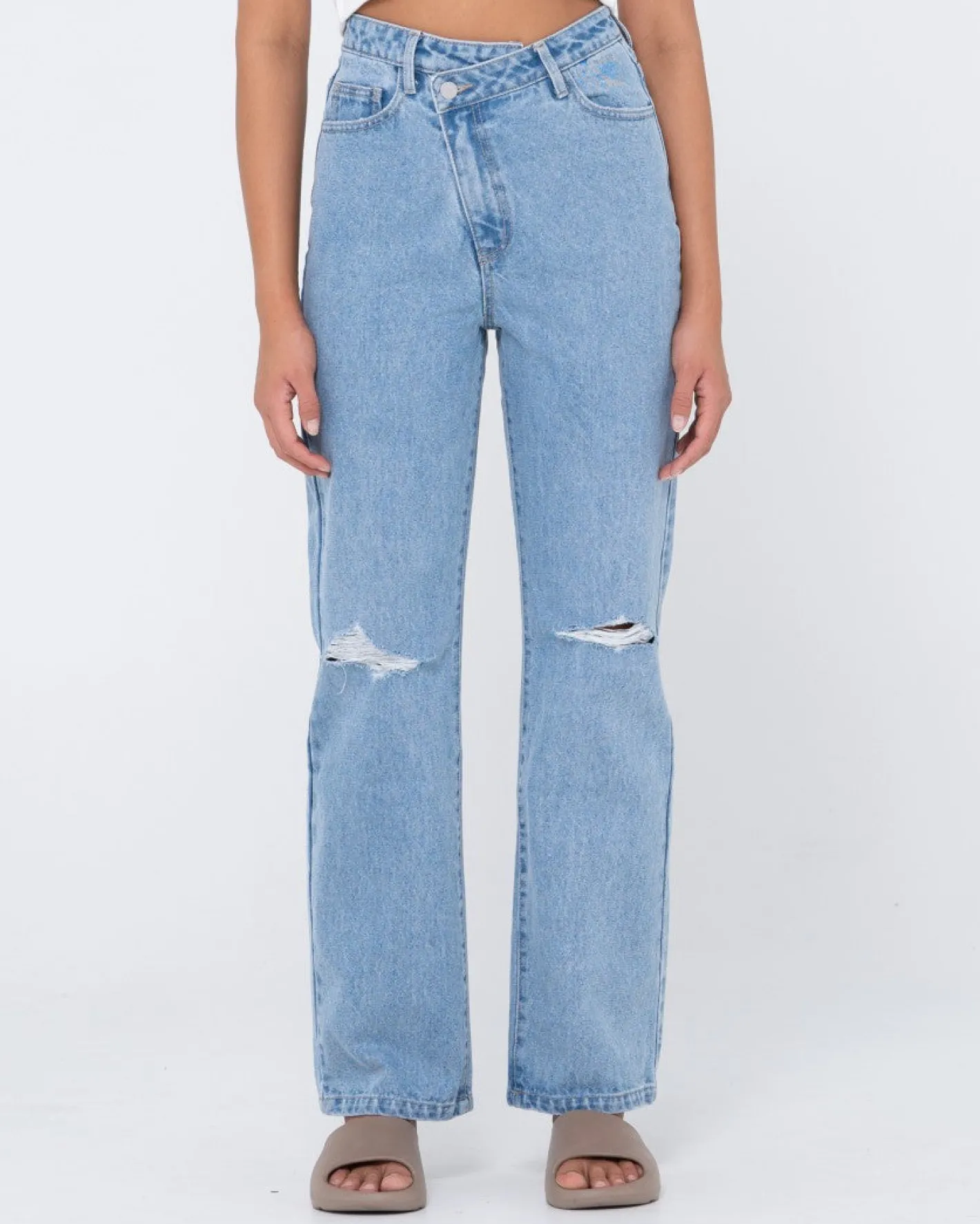 Shop Chloe High Waisted Distressed Straight Jean Womens Denim