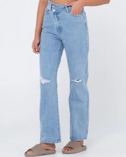 Shop Chloe High Waisted Distressed Straight Jean Womens Denim