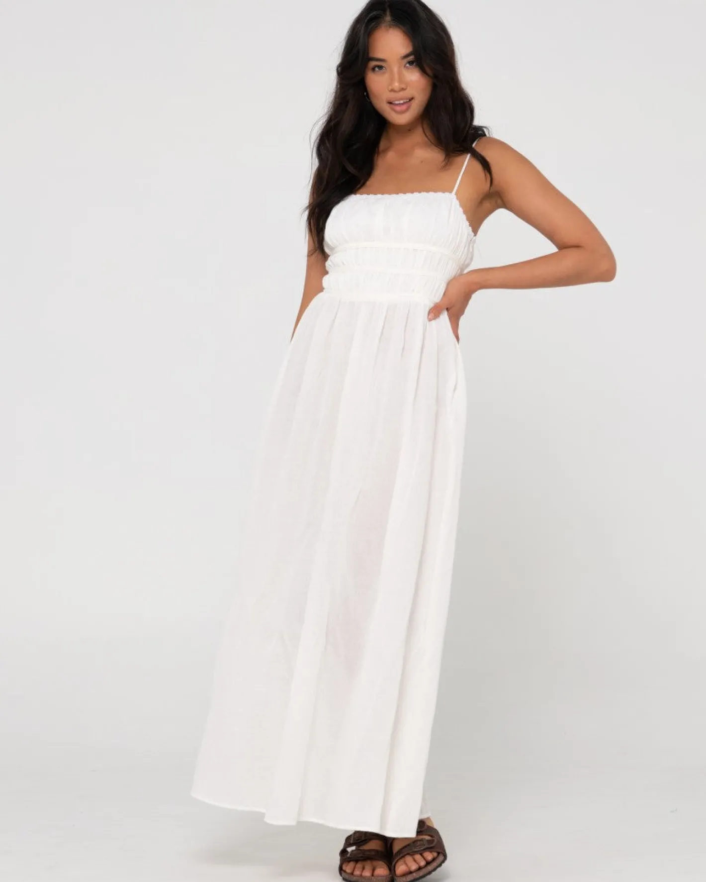 New Coco Shirred Maxi Dress Womens Overswim