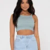 Hot Danielle Shirring Crop Top Womens Fashion Tops