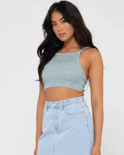 Hot Danielle Shirring Crop Top Womens Fashion Tops