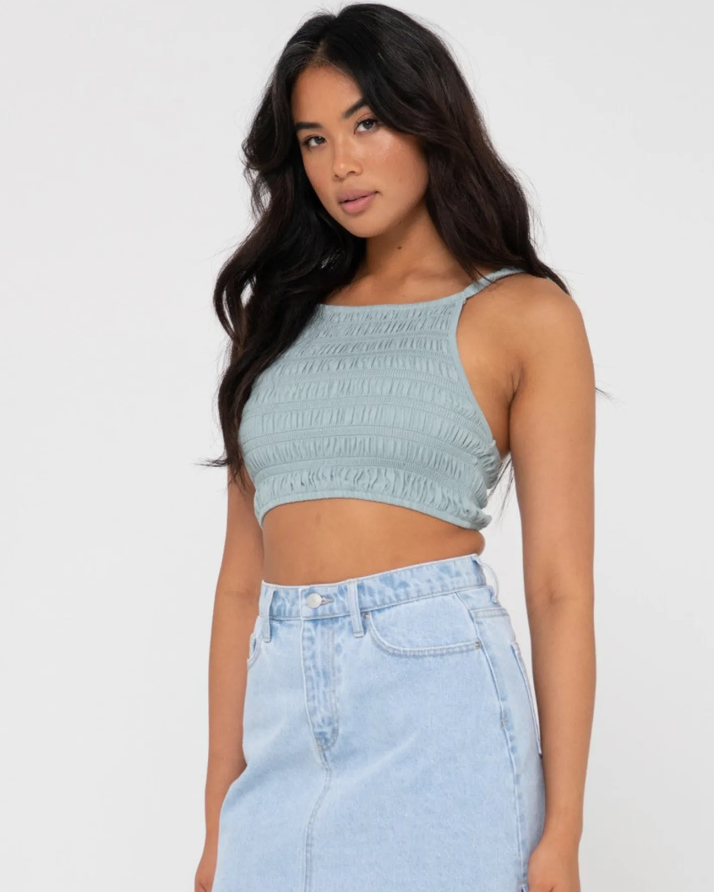 Hot Danielle Shirring Crop Top Womens Fashion Tops