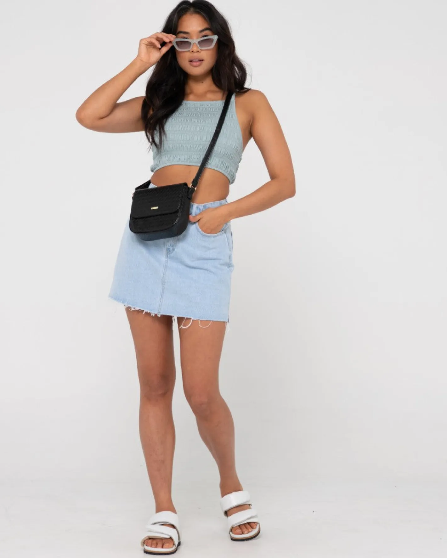 Hot Danielle Shirring Crop Top Womens Fashion Tops