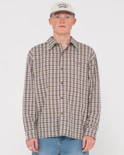 Outlet Datsun Relaxed Check Long Sleeve Shirt Mens Shirts