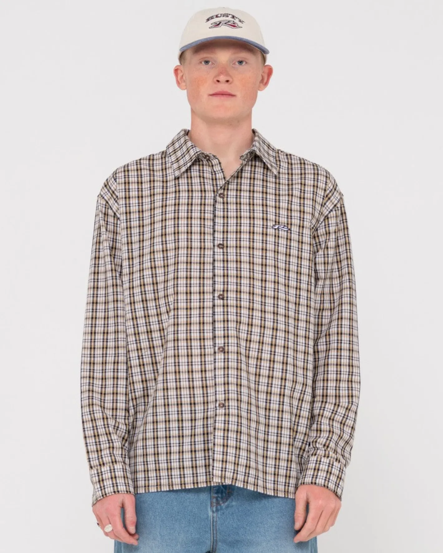 Outlet Datsun Relaxed Check Long Sleeve Shirt Mens Shirts